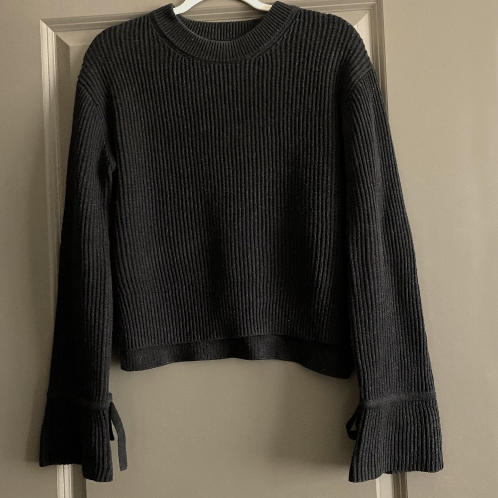 Allsaints bell sleeve black knit sweater